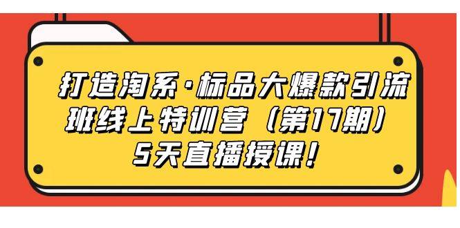 打造淘系·标品大爆款引流班线上特训营5天直播授课!第1张-极致技术工厂 打造淘系·标品大爆款引流班线上特训营5天直播授课!