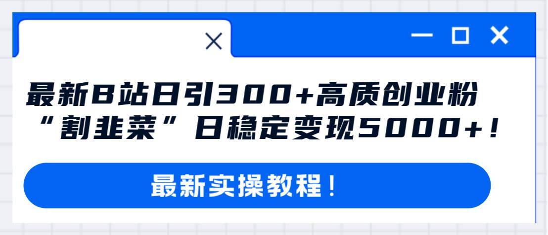 最新B站日引300 高质创业粉教程!“割韭菜”日稳定变现500!第1张-极致技术工厂 最新B站日引300 高质创业粉教程!“割韭菜”日稳定变现500!